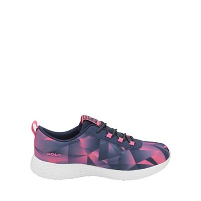 Navy/pink 'Izzu' ladies lace up trainers